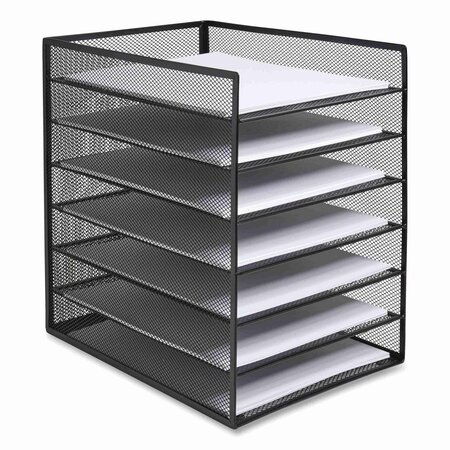 TRU RED Front-Load Enclosed Wire Mesh Horizontal Document Organizer, 6 Section, Letter-Size, Matte Black TR57565-CC